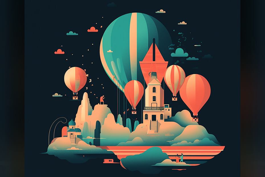 imagine abstracta cu baloane cu aer cald in stilul flat design