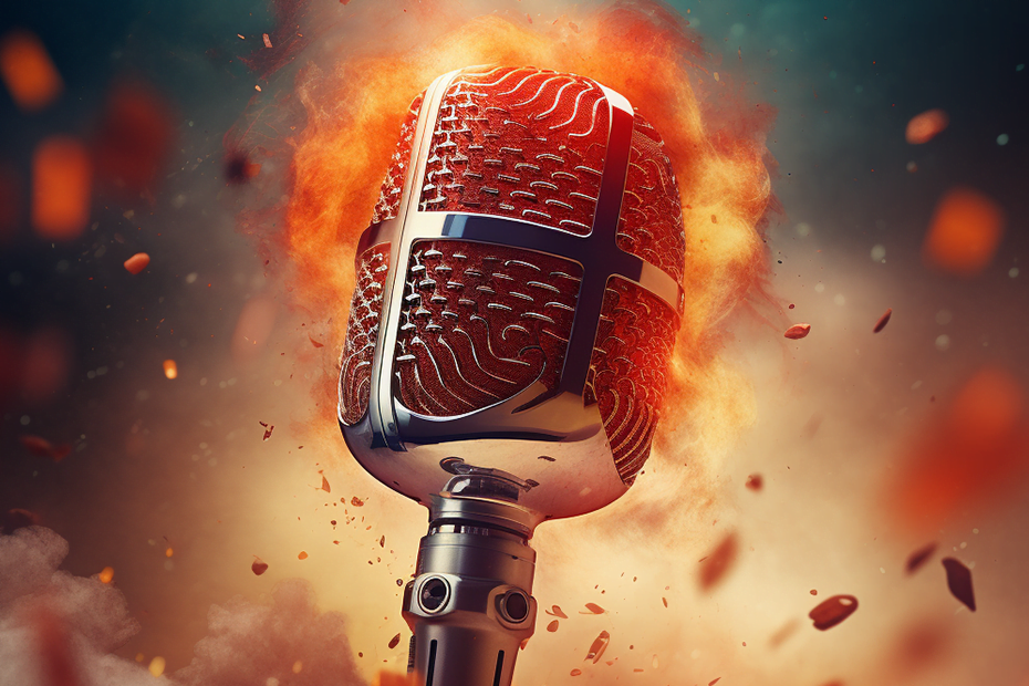 microfon de podcast in flacari ilustratie digitala vocea brandului