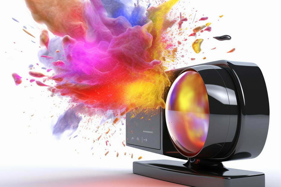 proiector video cu explozie colorata de vopsea imagine digitala